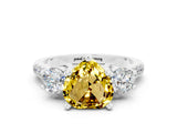 White gold Three-Stone Heart Cut Yellow Sapphire Pavé Band with Four-Prong Setting_24