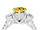 White gold Three-Stone Heart Cut Yellow Sapphire Pavé Band with Four-Prong Setting_28