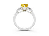 White gold Three-Stone Heart Cut Yellow Sapphire Ring with Pear Side Stones and Four-Prong Setting_27