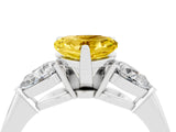 White gold Three-Stone Heart Cut Yellow Sapphire Ring with Pear Side Stones and Four-Prong Setting_28