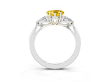 White gold Three-Stone Heart Cut Yellow Sapphire Ring with Pear  Side Stones in Four-Prong Setting_15