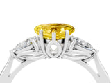 White gold Three-Stone Heart Cut Yellow Sapphire Ring with Pear  Side Stones in Four-Prong Setting_16