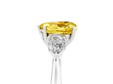 White gold Three-Stone Heart Cut Yellow Sapphire Ring with Pear  Side Stones in Four-Prong Setting_17