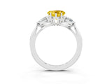 White gold Three-Stone Heart Cut Yellow Sapphire Ring with Pear  Side Stones in Four-Prong Setting_51