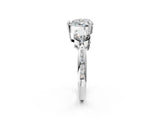 White gold Three-Stone Heart Diamond Channel Set Engagement Ring with Prong Setting_17