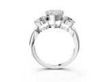 White gold Three-Stone Heart Diamond Channel Set Engagement Ring with Prong Setting_18