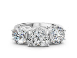 White gold Three-Stone Heart Diamond Engagement Ring with Prong Setting on a Classic Band_3