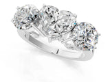 White gold Three-Stone Heart Diamond Engagement Ring with Prong Setting on a Classic Band_4