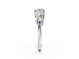 White gold Three-Stone Heart Diamond Engagement Ring with Prong Setting on a Classic Band_5