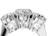 White gold Three-Stone Heart Diamond Engagement Ring with Prong Setting on a Classic Band_7