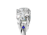 White gold Three-Stone Heart Diamond Engagement Ring with Prong Setting on a Classic Band_8