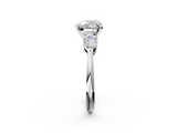 White gold Three-Stone Heart Diamond Ring with Pear Side Stones in Four-Prong Setting_109
