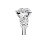 White gold Three-Stone Heart Diamond Ring with Pear Side Stones in Four-Prong Setting_115