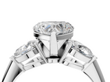 White gold Three-Stone Heart Diamond Ring with Pear Side Stones in Four-Prong Setting_87