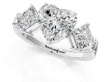 White gold Three-Stone Heart and Princess Cut Diamond Ring with Channel Band and Four-Prong Setting_17