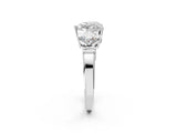White gold Three-Stone Heart and Princess Cut Diamond Ring with Channel Band and Four-Prong Setting_18
