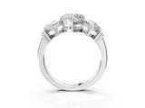 White gold Three-Stone Heart and Princess Cut Diamond Ring with Channel Band and Four-Prong Setting_19