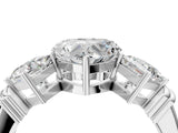 White gold Three-Stone Heart and Princess Cut Diamond Ring with Channel Band and Four-Prong Setting_20