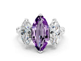 White gold Three-Stone Marquise Cut Amethyst Braided Band Ring with Four-Prong Setting_12
