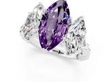 White gold Three-Stone Marquise Cut Amethyst Braided Band Ring with Four-Prong Setting_13