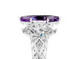 White gold Three-Stone Marquise Cut Amethyst Braided Band Ring with Four-Prong Setting_17