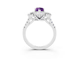 White gold Three-Stone Marquise Cut Amethyst Pavé Band with Four-Prong Setting_3