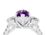 White gold Three-Stone Marquise Cut Amethyst Pavé Band with Four-Prong Setting_4