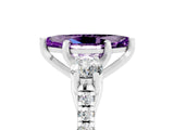 White gold Three-Stone Marquise Cut Amethyst Pavé Band with Four-Prong Setting_5