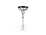 White gold Three-Stone Marquise Cut Amethyst Ring with Pavé Band and Prong Setting_14