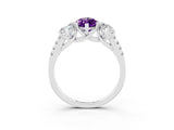 White gold Three-Stone Marquise Cut Amethyst Ring with Pavé Band and Prong Setting_15