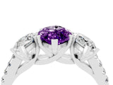 White gold Three-Stone Marquise Cut Amethyst Ring with Pavé Band and Prong Setting_16