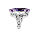 White gold Three-Stone Marquise Cut Amethyst Ring with Pavé Band and Prong Setting_17
