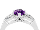 White gold Three-Stone Marquise Cut Amethyst Ring with Pear Side Stones and Four-Prong Setting_4