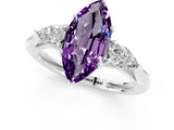 White gold Three-Stone Marquise Cut Amethyst Ring with Pear  Side Stones in Four-Prong Setting_13