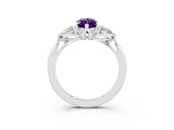 White gold Three-Stone Marquise Cut Amethyst Ring with Pear  Side Stones in Four-Prong Setting_15