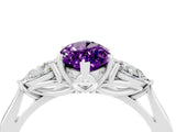 White gold Three-Stone Marquise Cut Amethyst Ring with Pear  Side Stones in Four-Prong Setting_16