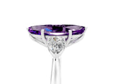 White gold Three-Stone Marquise Cut Amethyst Ring with Pear  Side Stones in Four-Prong Setting_17