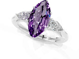 White gold Three-Stone Marquise Cut Amethyst Ring with Pear  Side Stones in Four-Prong Setting_49