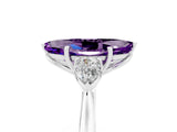 White gold Three-Stone Marquise Cut Amethyst Ring with Pear  Side Stones in Four-Prong Setting_53