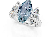 White gold Three-Stone Marquise Cut Aquamarine Braided Band Ring with Four-Prong Setting_13