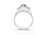 White gold Three-Stone Marquise Cut Aquamarine Braided Band Ring with Four-Prong Setting_15