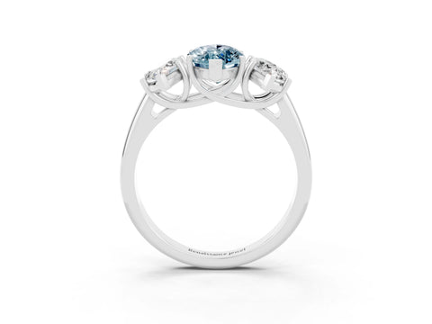 White gold Three-Stone Marquise Cut Aquamarine Engagement Ring with Prong Setting_3