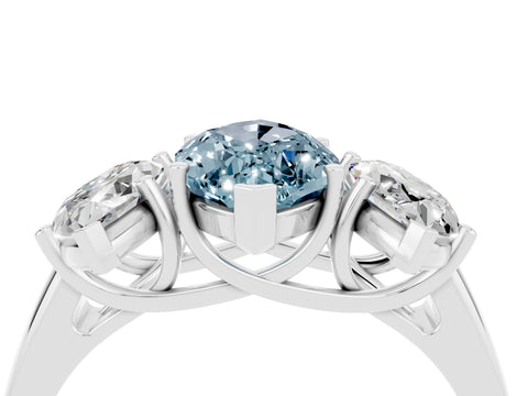White gold Three-Stone Marquise Cut Aquamarine Engagement Ring with Prong Setting_4