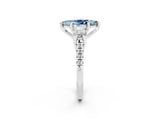 White gold Three-Stone Marquise Cut Aquamarine Pavé Band with Four-Prong Setting_2