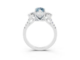 White gold Three-Stone Marquise Cut Aquamarine Pavé Band with Four-Prong Setting_3