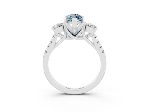 White gold Three-Stone Marquise Cut Aquamarine Pavé Band with Four-Prong Setting_3