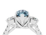 White gold Three-Stone Marquise Cut Aquamarine Pavé Band with Four-Prong Setting_4