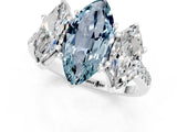 White gold Three-Stone Marquise Cut Aquamarine Ring with Pavé Band and Prong Setting_13
