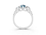 White gold Three-Stone Marquise Cut Aquamarine Ring with Pavé Band and Prong Setting_15
