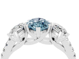 White gold Three-Stone Marquise Cut Aquamarine Ring with Pavé Band and Prong Setting_16